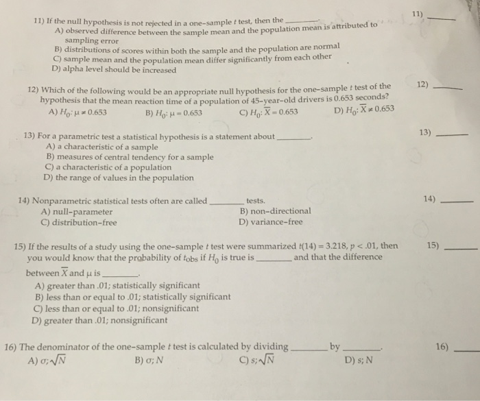 Solved If The Null Hypothesis Is Not Rejected In A 