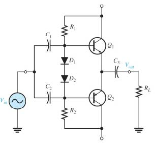 Solved Class AB amplifier (emitter-follower pair) using a | Chegg.com