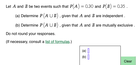 Solved Let A And B Be Two Events Such That P(A) = 0.30 And | Chegg.com