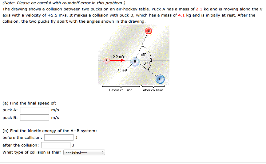 Solved The drawing shows a collision between two pucks on an