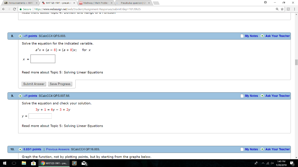 Solved E Announcements--MAT x / ッ MAT 125 HWI-precalc i 、ta | Chegg.com