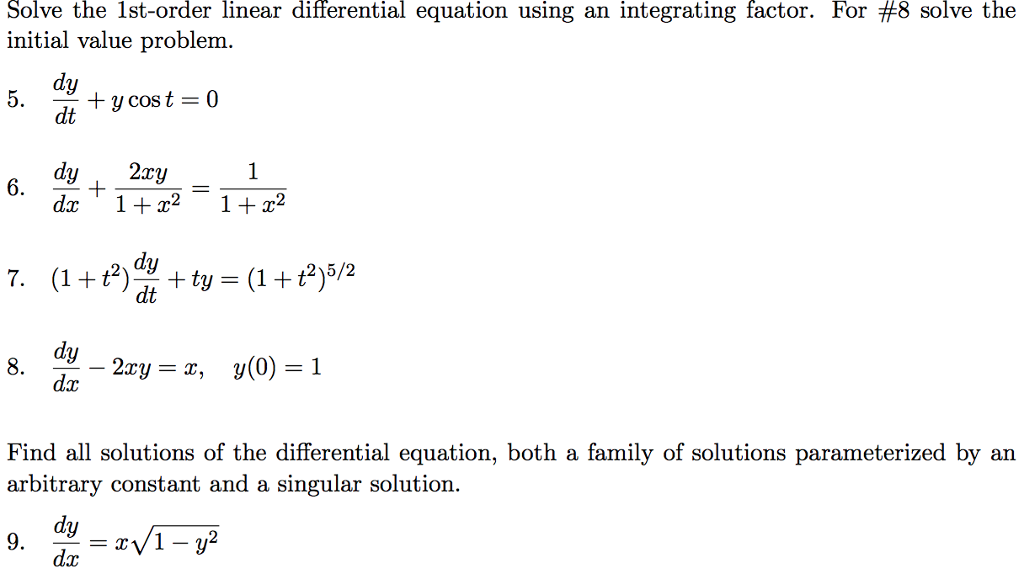 Solved Solve The 1st-order Linear Differential Equation | Chegg.com