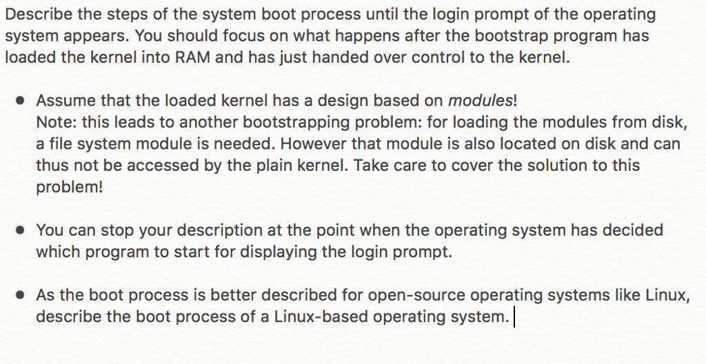 Solved Describe the steps of the system boot process until | Chegg.com