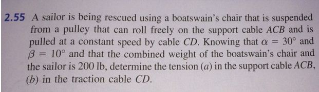 Solved A Sailor Is Being Rescued Using A Boatswain's Chair | Chegg.com