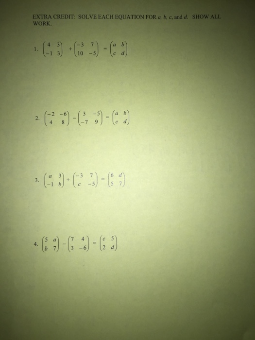 Solved Solve Each Equation For A, B, C, And D. Show All (4 3 | Chegg.com