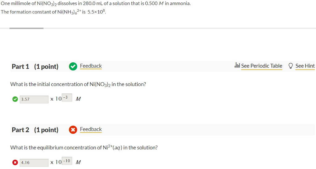 Solved One millimole of Ni(NO3)2 dissolves in 280.0 mL of a | Chegg.com