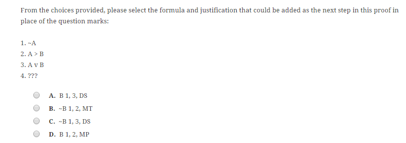 Solved From the choices provided, please select the formula | Chegg.com
