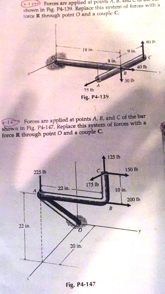 Solved Forces are applied at point A, B, and C shown in | Chegg.com