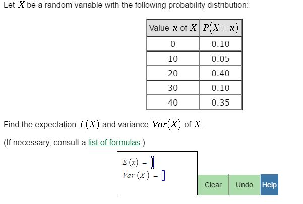 Solved Let X be a random variable with the following | Chegg.com