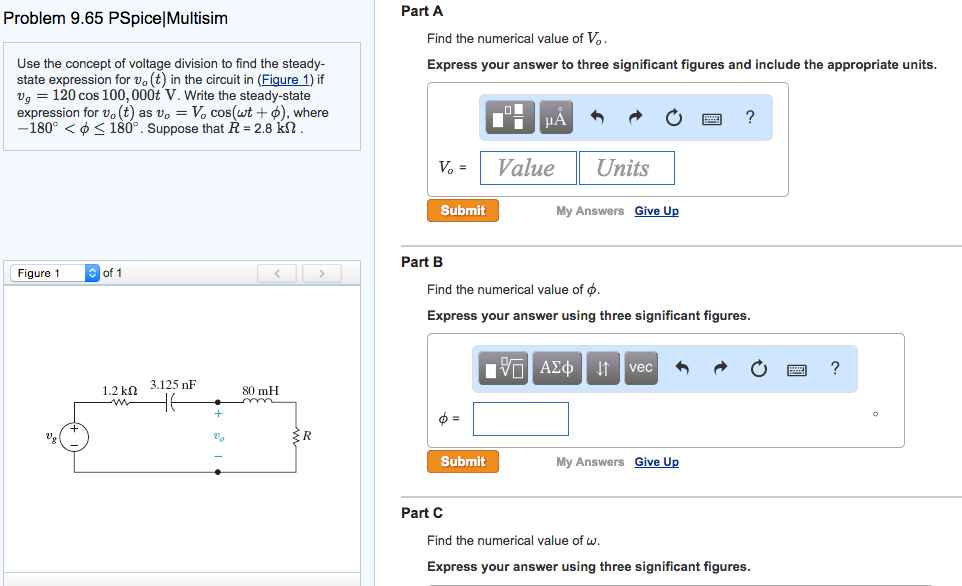 Solved Use the concept of voltage division to find the | Chegg.com