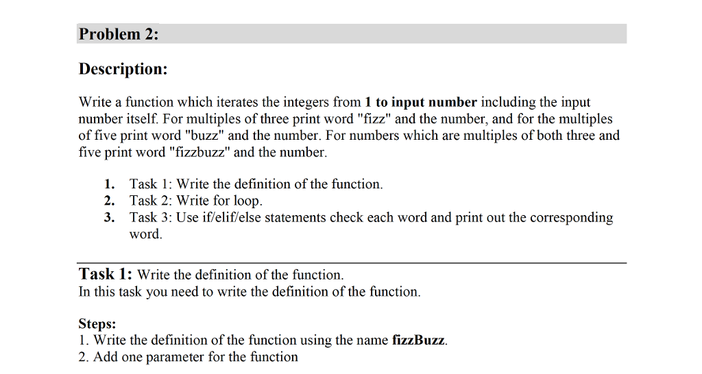 Solved Problem 2: Description: Write a function which | Chegg.com