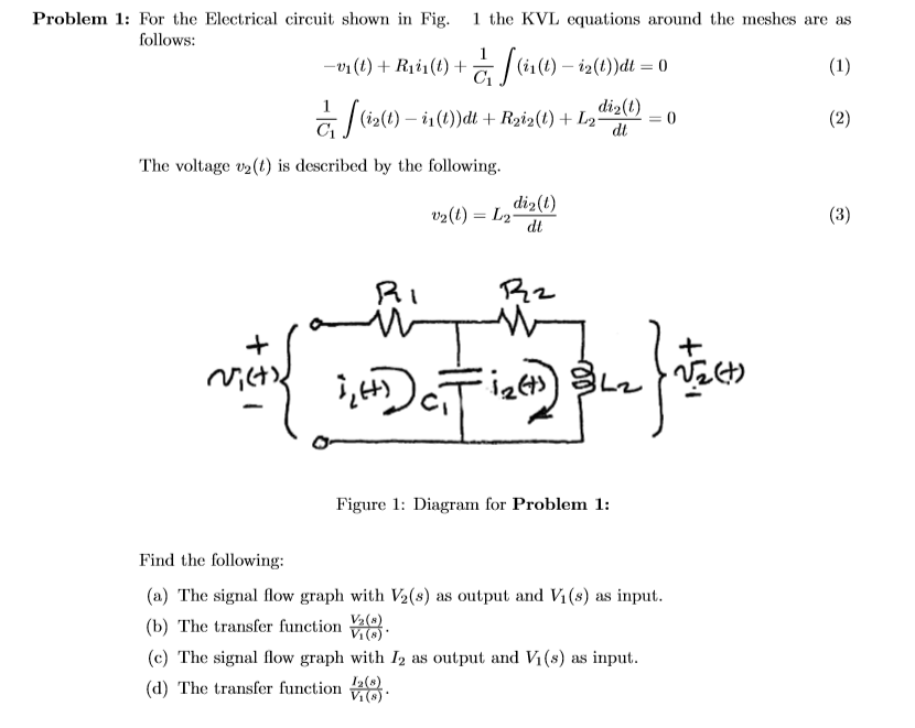 Solved For The Electrical Circuit Shown In Fig 1 The Kvl