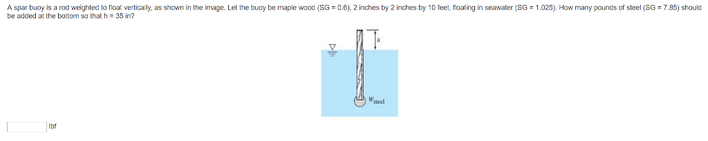 Solved A spar buoy is a rod weighted to float vertically, as | Chegg.com