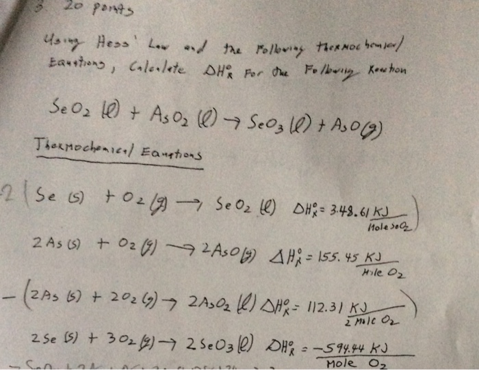 solved-using-hess-law-and-the-following-thermochemical-chegg