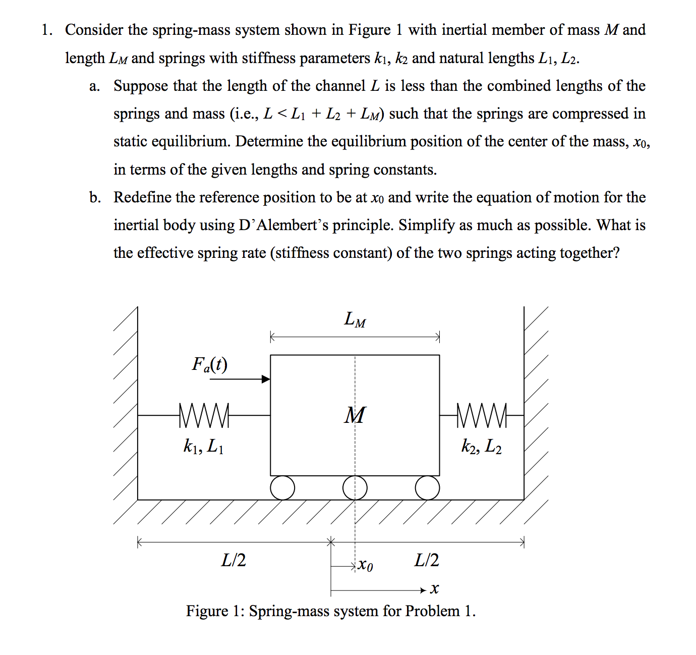 Solved Consider The Spring Mass System Shown In Figure 1