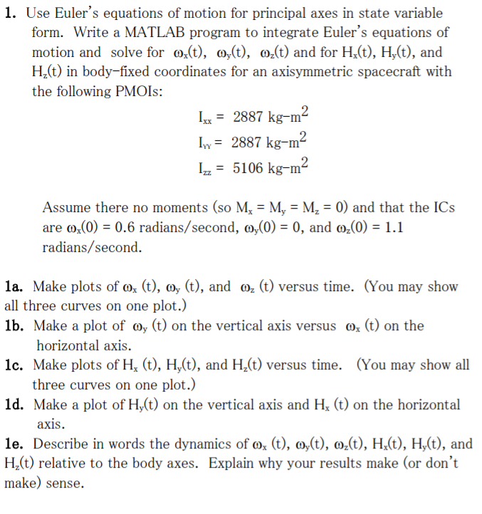 Solved Use Euler's equations of motion for principal axes in
