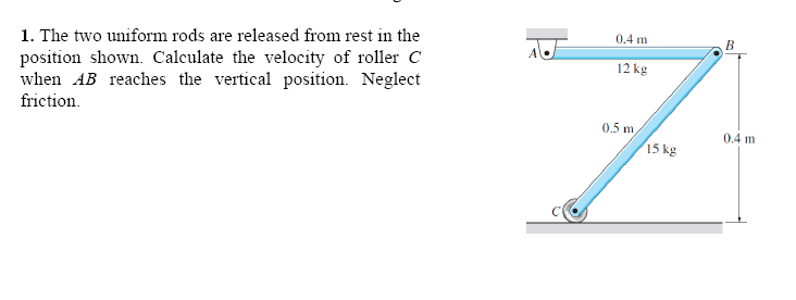 Solved 1. The two uniform rods are released from rest in the | Chegg.com