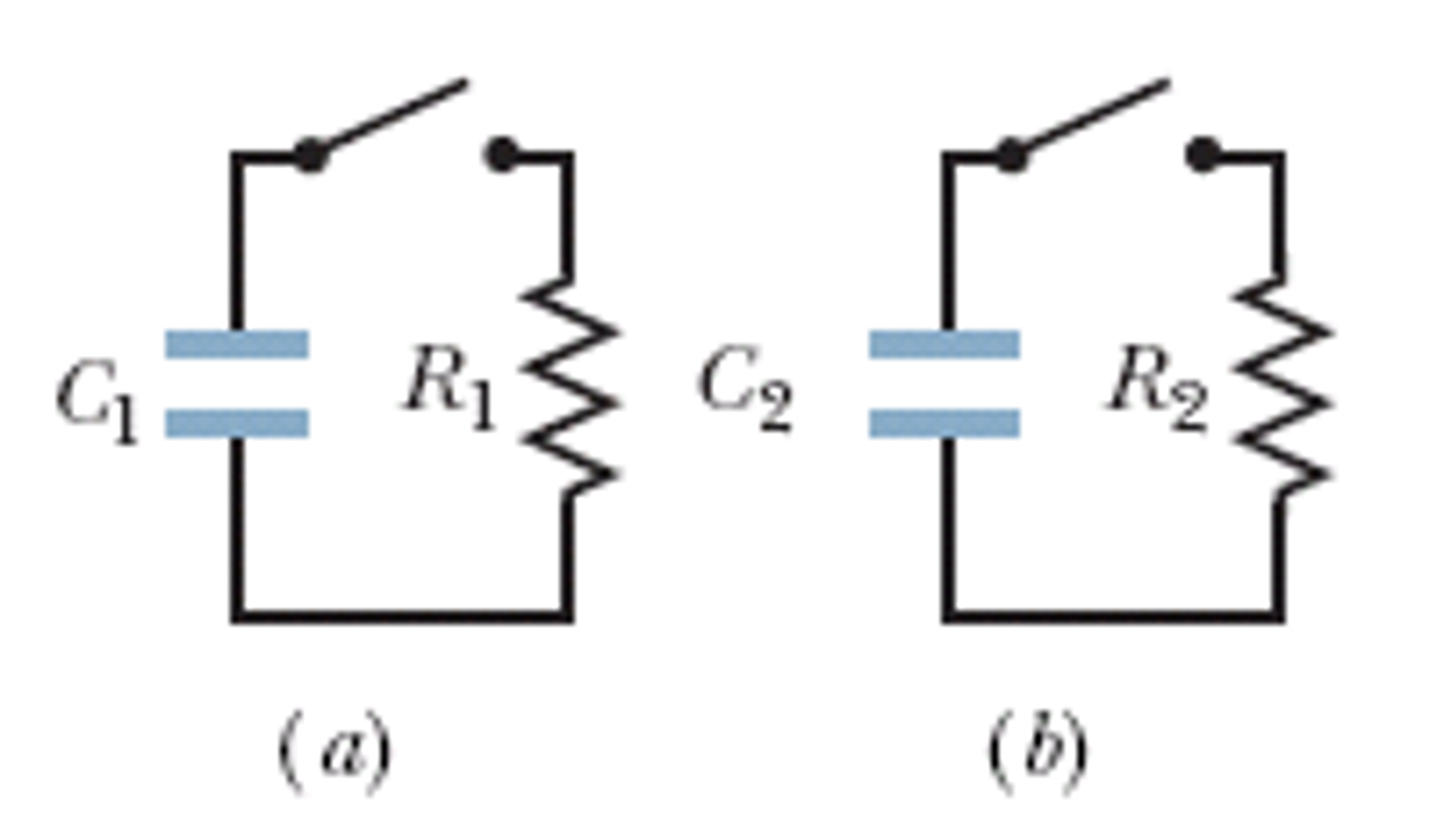 Solved 1) The figure displays two circuits with a charged