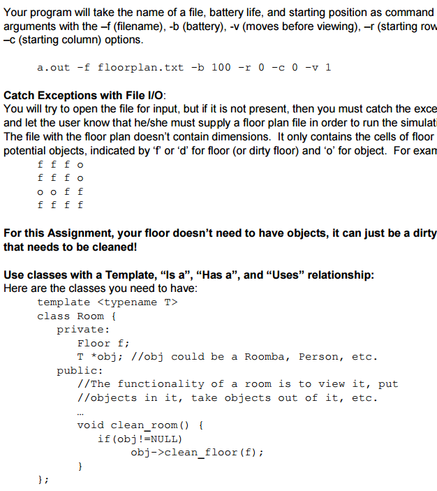 Solved c++ programming for simulation a robot clean rooms | Chegg.com