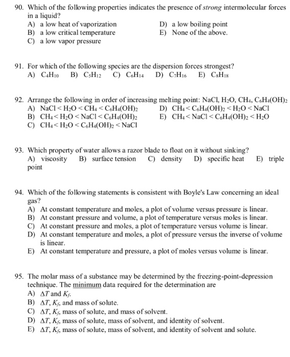 Solved Which of the following properties indicates the | Chegg.com