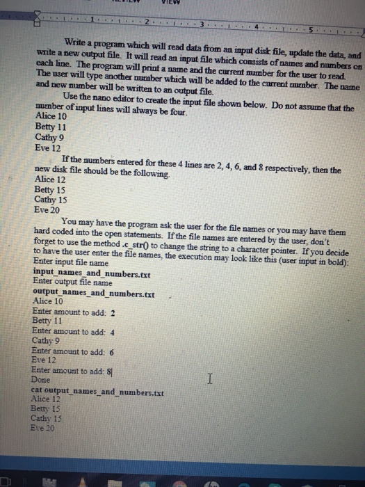 Solved write a Write a program which will read data from an | Chegg.com