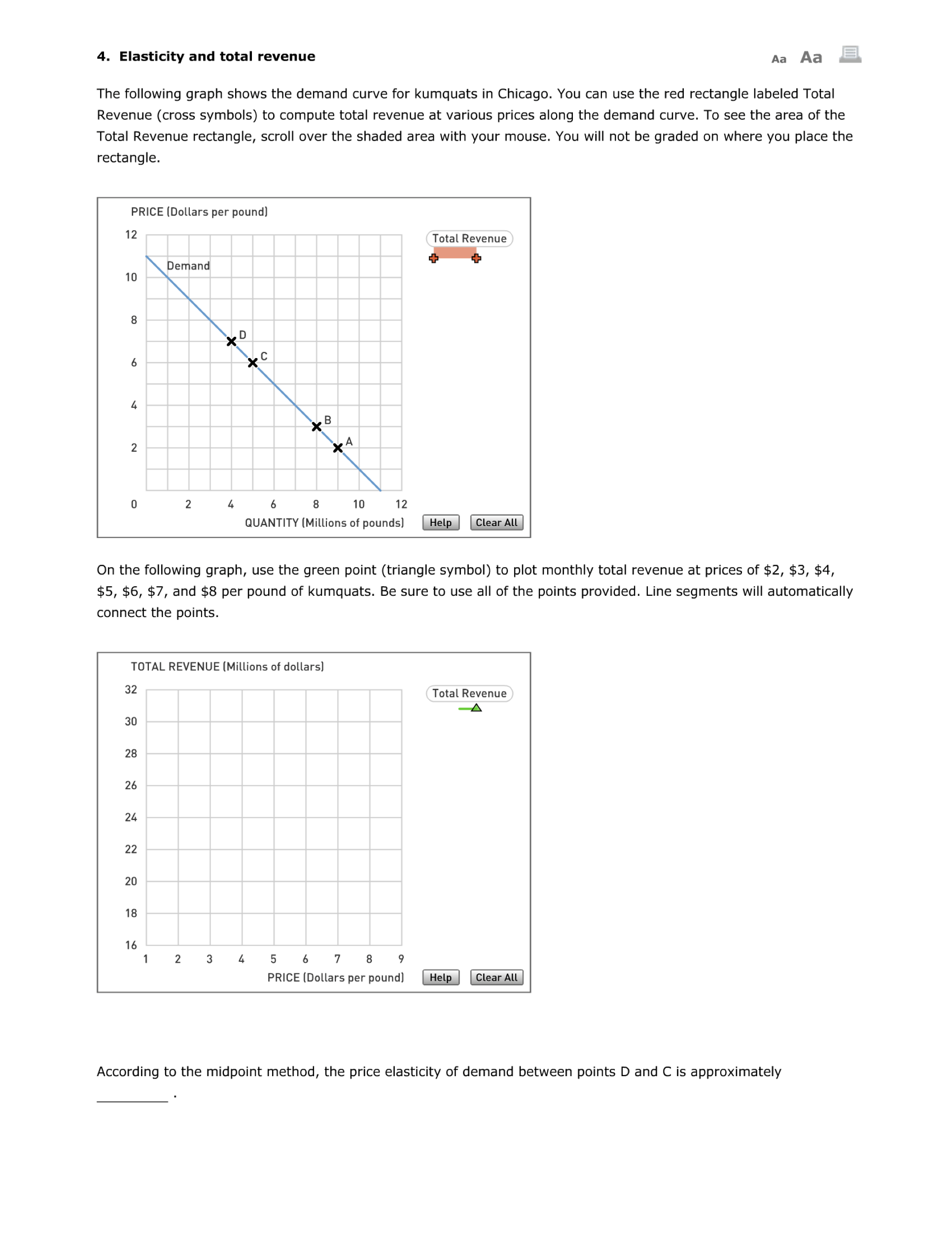 Solved Aa Aa El 4. Elasticity and total revenue The | Chegg.com