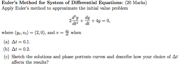 Solved Euler S Method For System Of Differential Equations