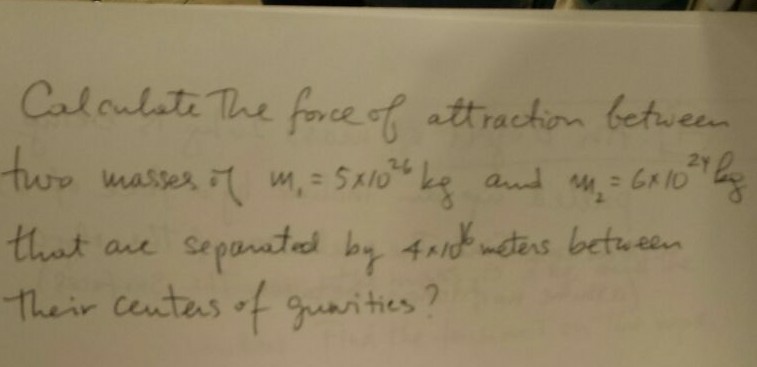 Solved Calculate the force of attraction between two masses | Chegg.com