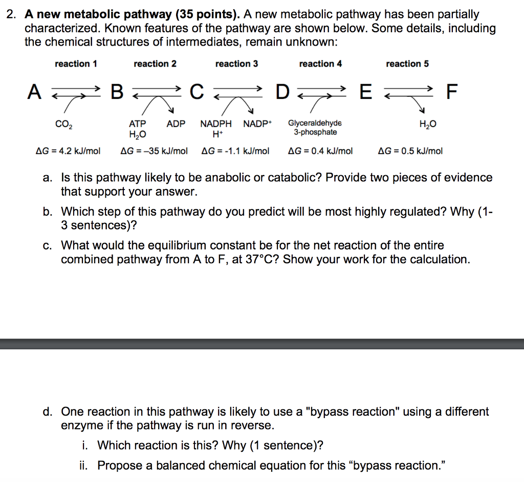Solved 2. A new metabolic pathway (35 points). A new | Chegg.com