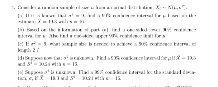 Solved Consider a random sample of size n from a normal | Chegg.com