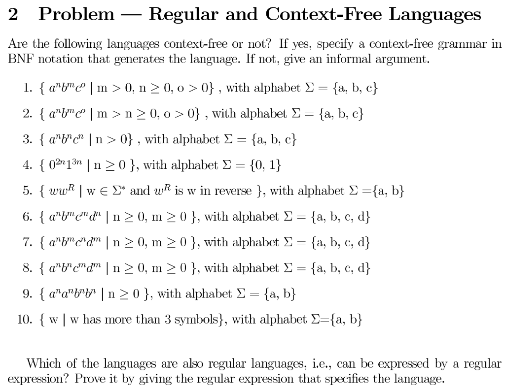 Solved 2 Problem _ Regular And Context-Free Languages Are | Chegg.com