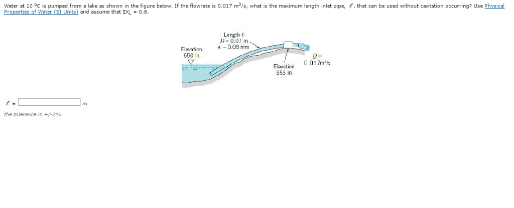 Solved Water at 10 degree C is pumped from a lake as shown | Chegg.com