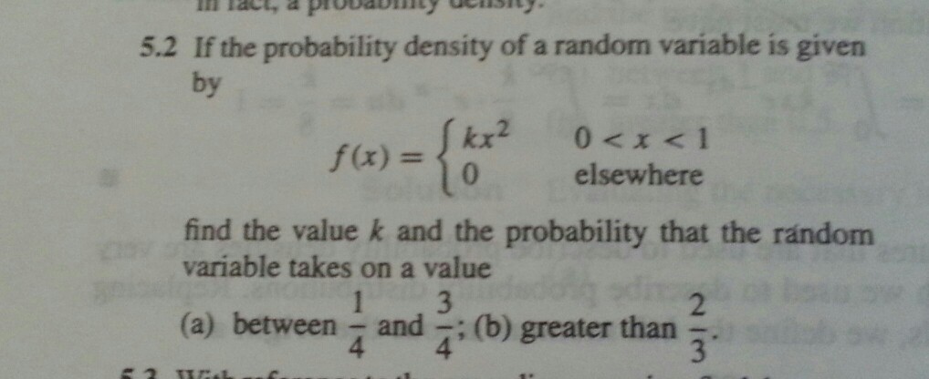 Solved 5.2 If the probability density of a random variable | Chegg.com