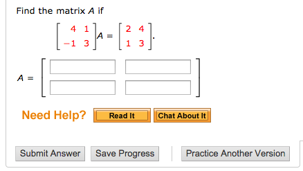 Solved Find the matrix A if A = [ ] | Chegg.com