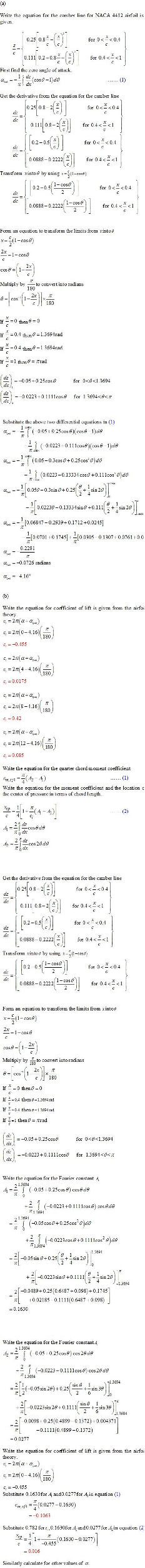 Thing airfoil theory, calculate and answer part B) | Chegg.com