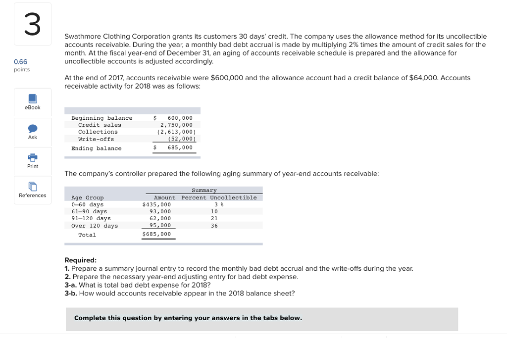Solved 3 Swathmore Clothing Corporation grants its customers