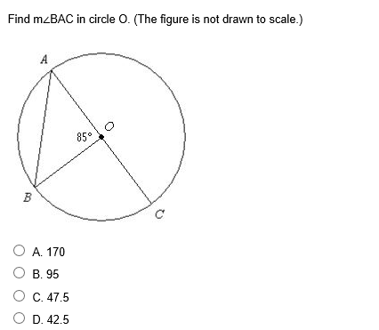 Solved Find m BAC in circle O. (The figure is not drawn to | Chegg.com