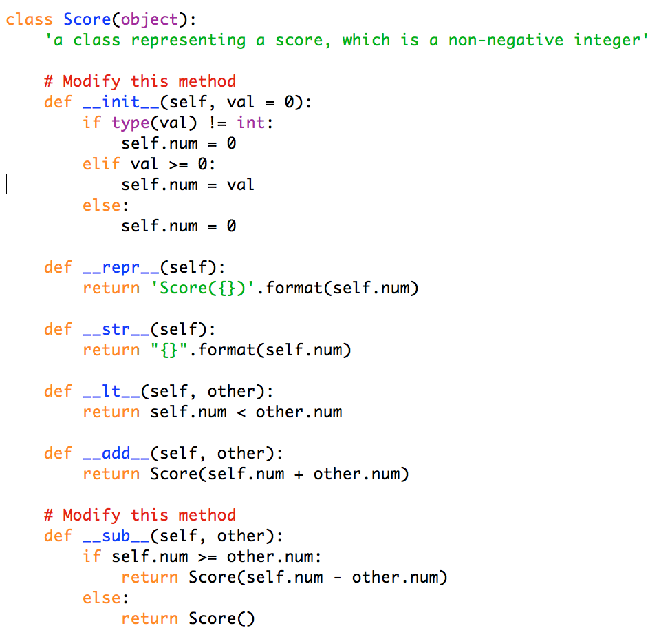 Solved For this question you will modify the Score class in | Chegg.com