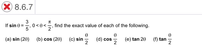 Solved If sin theta = 3/5, 0