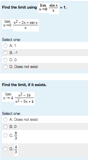 Solved lim sin X Find the limit using x 0 lim x2 2x sin x | Chegg.com