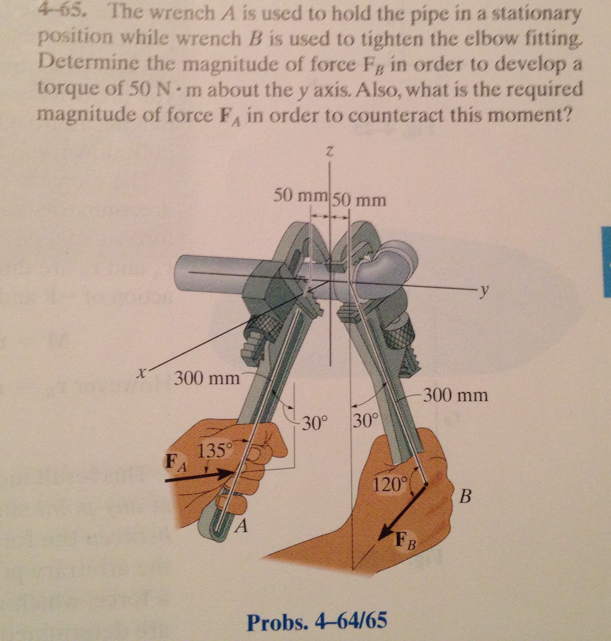 The wrench A is used to hold the pipe in a stationary