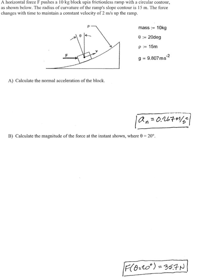 Solved A horizontal force F pushes a 10 kg block upia | Chegg.com