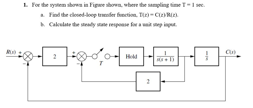 Solved 1 sec 1. For the system shown in Figure shown, where | Chegg.com