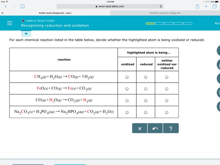 Solved For each chemical reaction listed in the table below, | Chegg.com