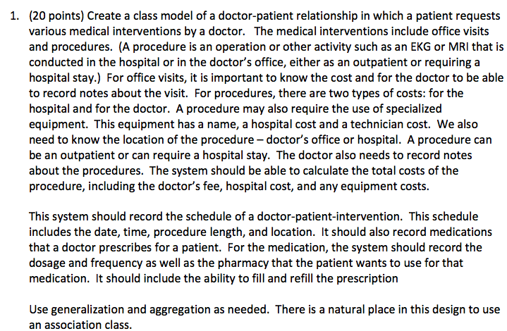 Create a class model of a doctor-patient relationship | Chegg.com