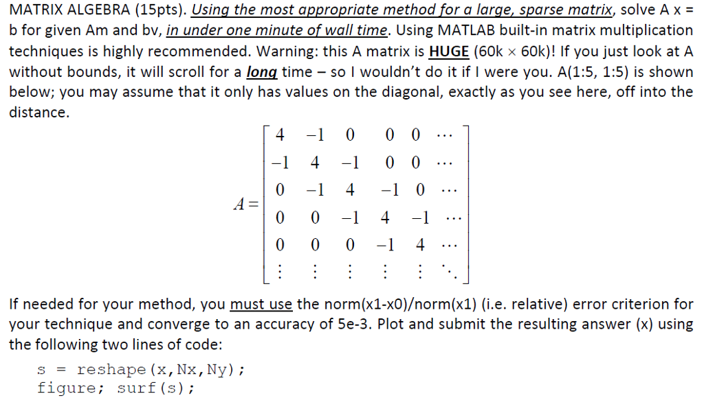 Matrix algebra 15pts using the most appropriate chegg