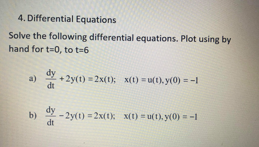 Solved 4 Differential Equations Solve The Following Chegg