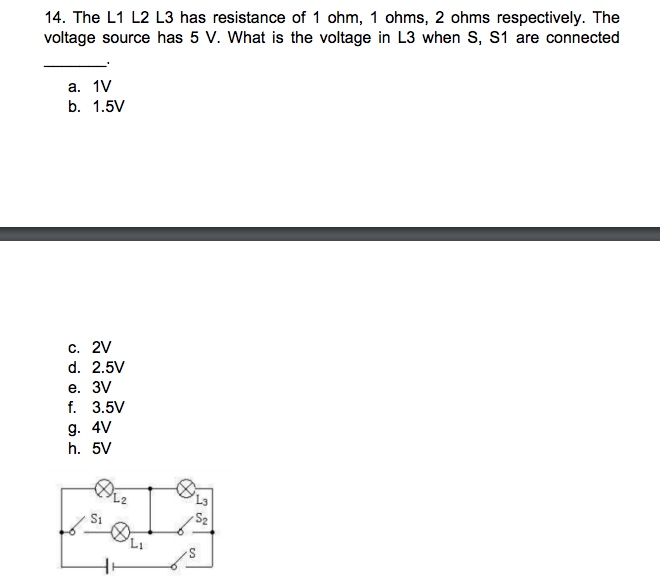 Solved The L1 L2 L3 has resistance of 1 ohm, 1 ohms, 2 ohms