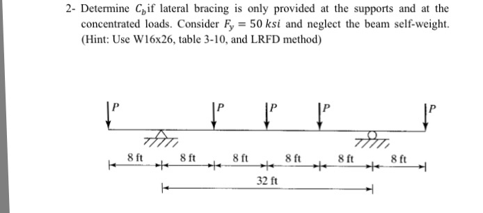 Solved Determine C_b if lateral bracing is only provided at | Chegg.com