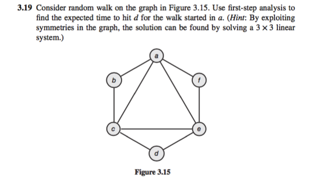 Walk Graph Math Consider random walk on the graph in Figure 3.15. Use | Chegg.com